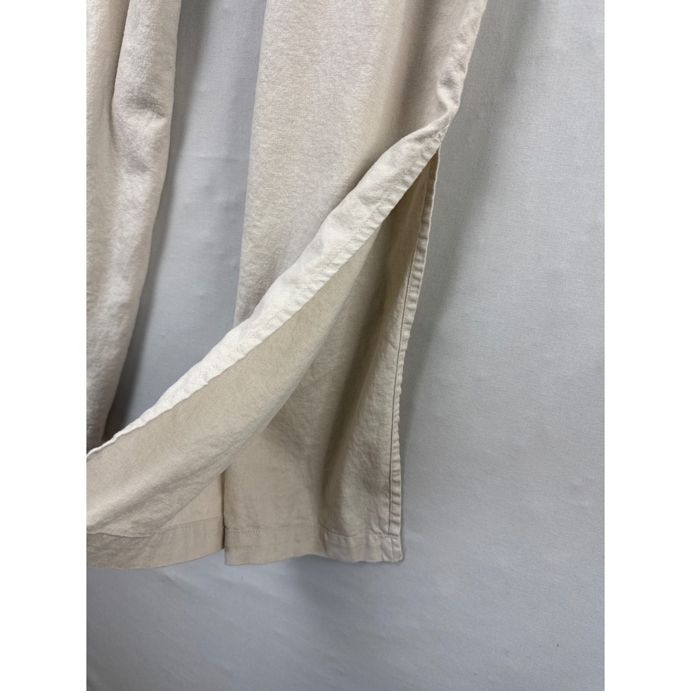 Calligraphie Linen Blend Wide Leg Pants Womens L Beige Excellent Paperbag Slit - Picture 5 of 10